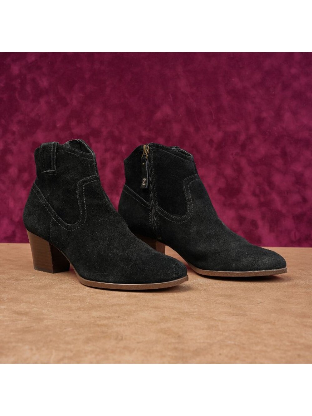 Zodiac Women Kela Western Cowboy Rodeo Festival Black Suede Ankle Boots sz 10